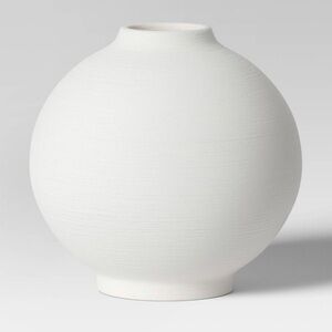 Threshold Ceramic Round Textured Vase White